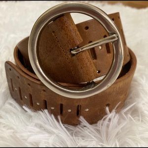 Brown Leather Beaded Belt
